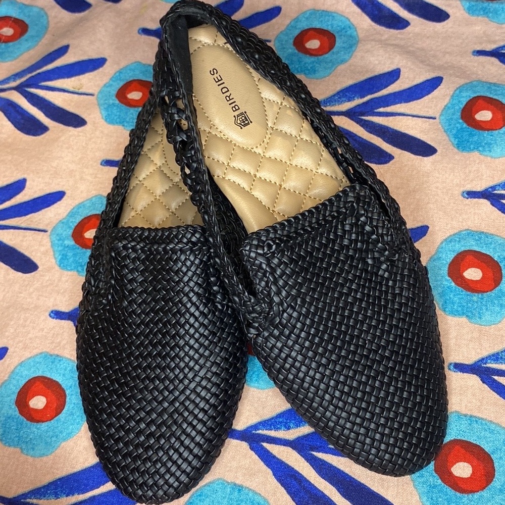 Birdies Womens The Starling Black Woven Loafers Flats Size 8